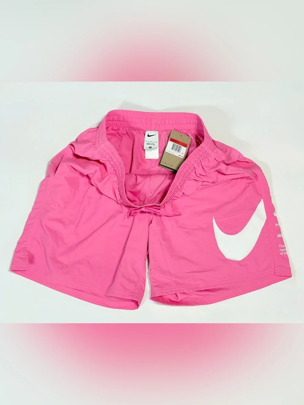Nike Men's Hot Pink Swim Trunks with White Swoosh volley short board shorts